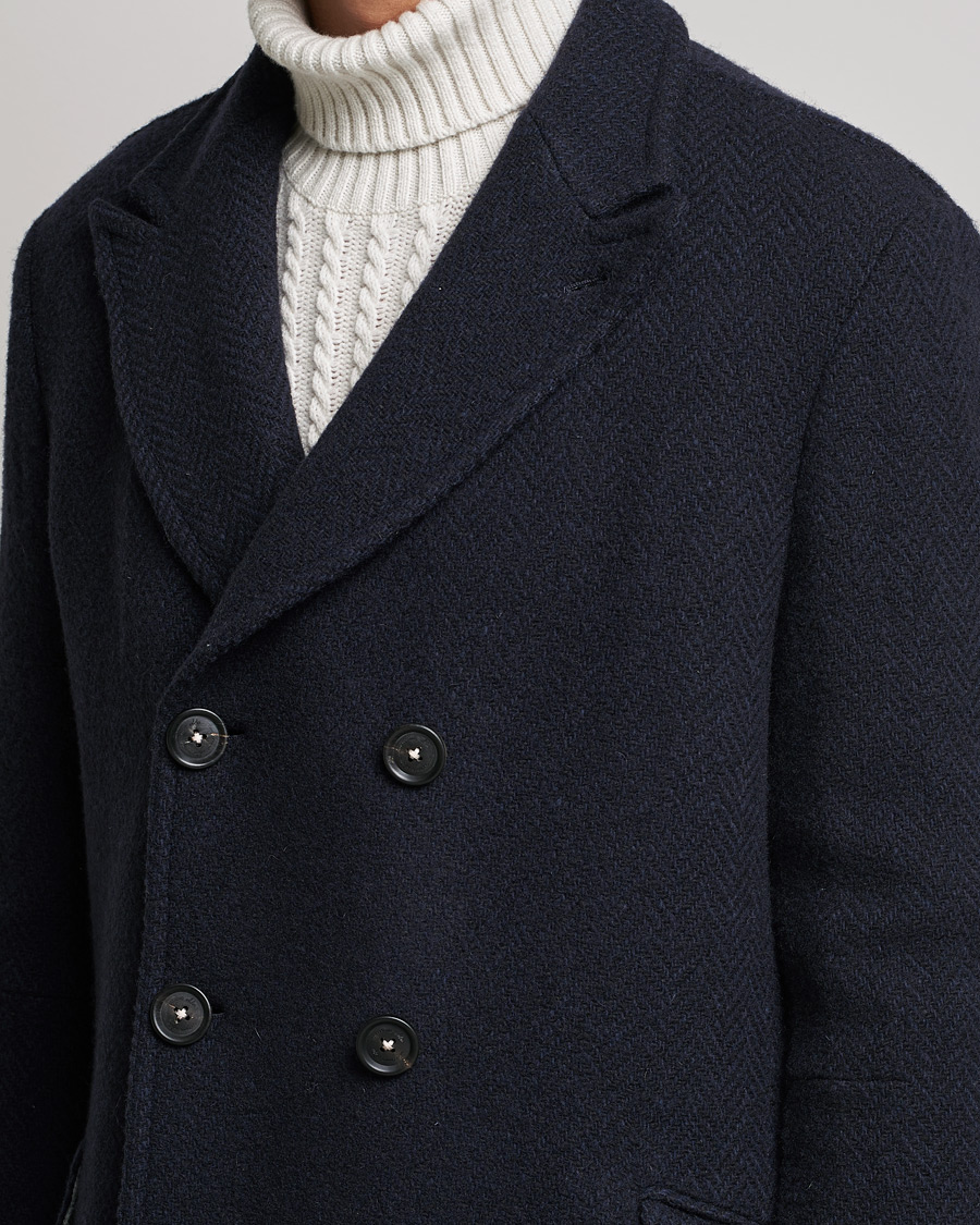 Herren | Jacken | Massimo Alba | Oversize Wool Herringbone Coat Dark Navy