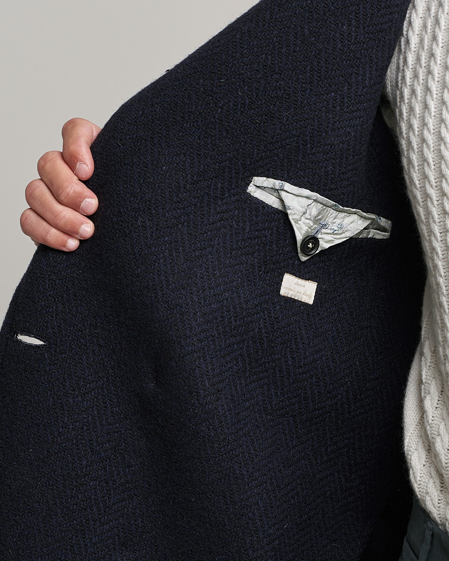 Herren | Jacken | Massimo Alba | Oversize Wool Herringbone Coat Dark Navy