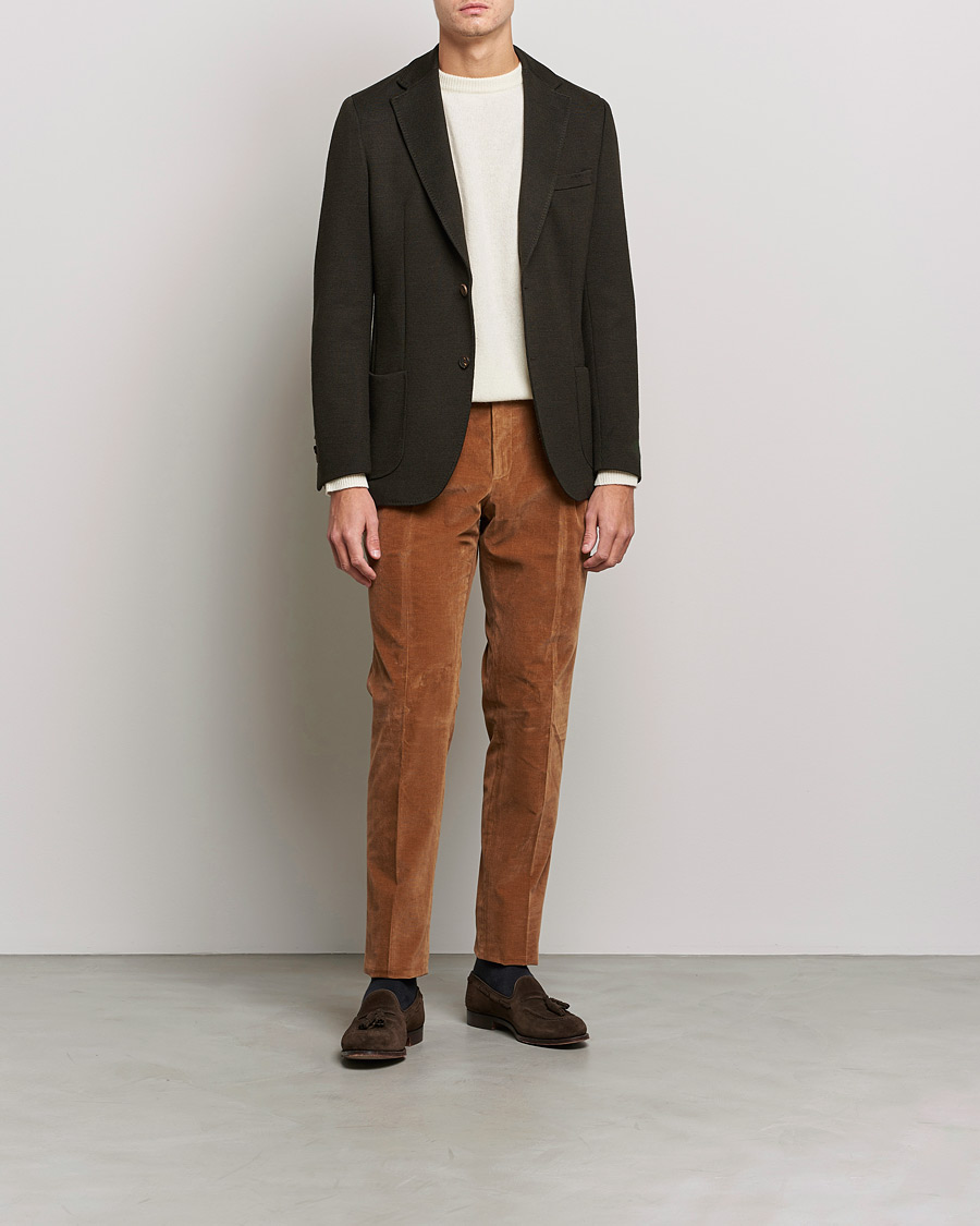 Herren | Hosen | PT01 | Slim Fit Pleated Corduroy Trousers Caramel