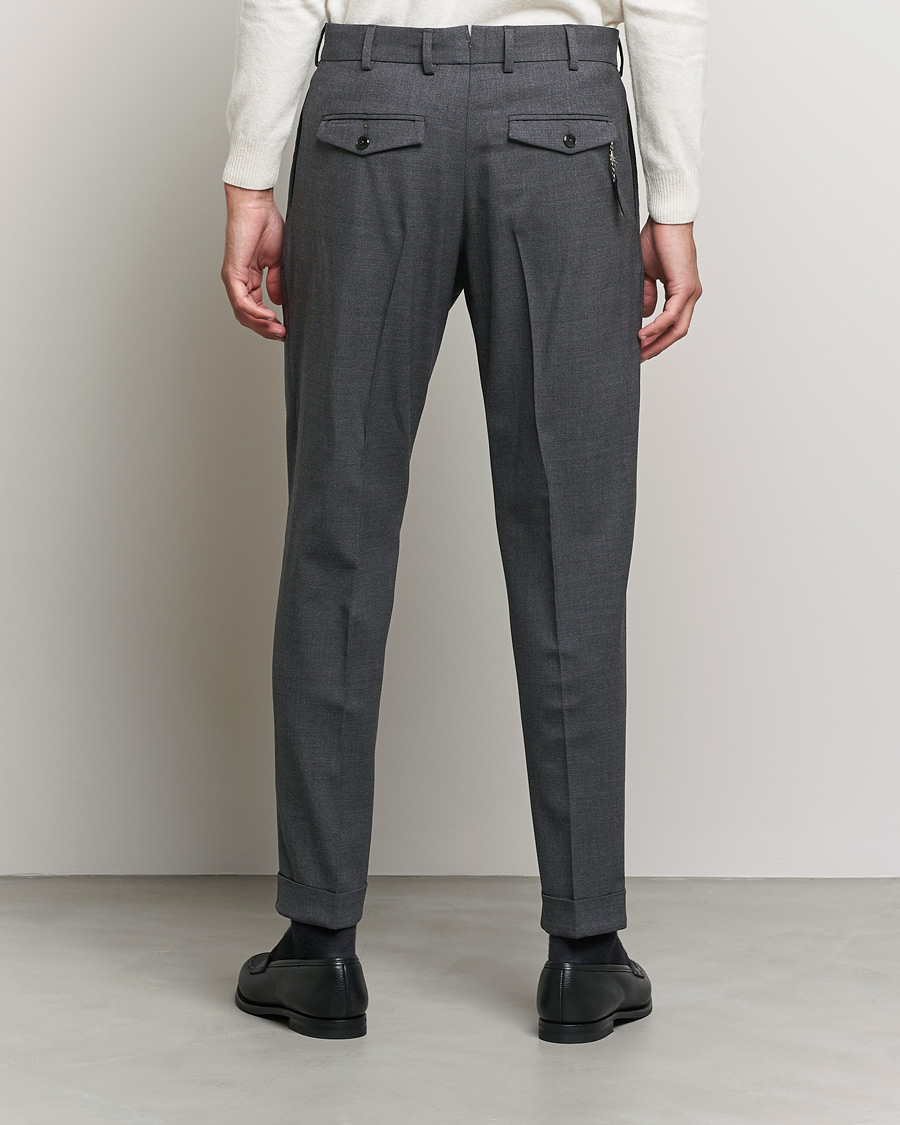 Herren | Hosen | PT01 | Slim Fit Pleated Wool Trousers Dark Grey