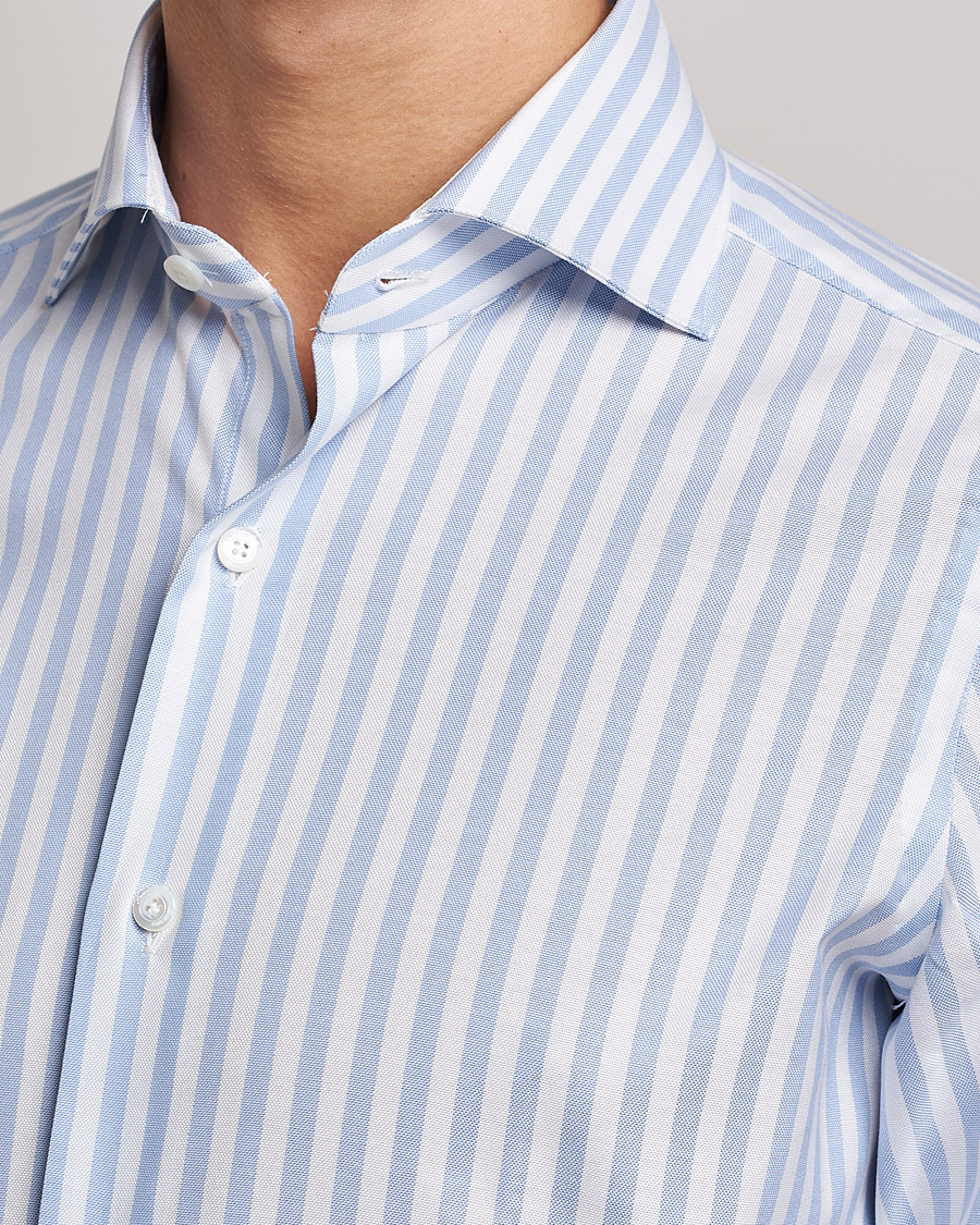 Herren | Hemden | Finamore Napoli | Milano Slim Comfort Shirt Light Blue Stripe