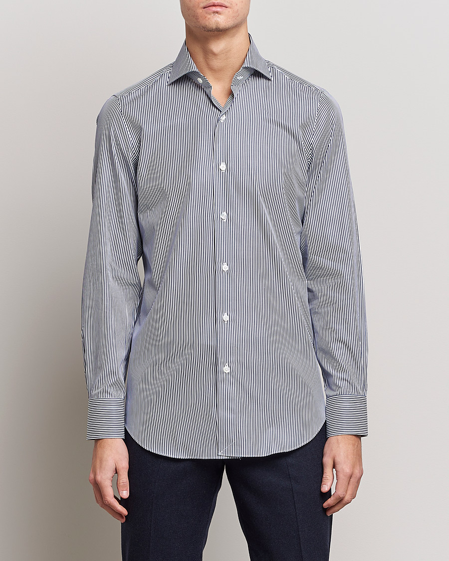 Herren | Hemden | Finamore Napoli | Milano Slim Dress Shirt Light Blue Stripe