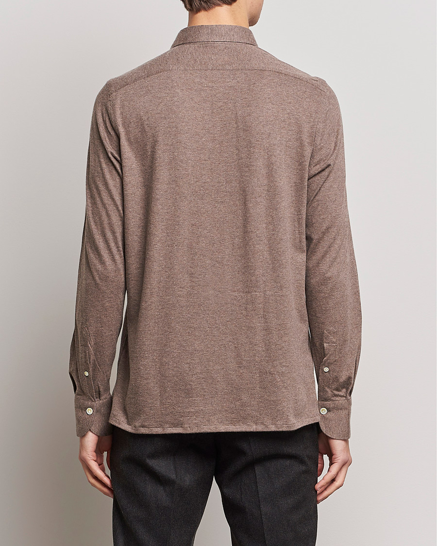 Herren | Pullover | Finamore Napoli | Orlando Cashmere Blend Long Sleeve Polo Brown