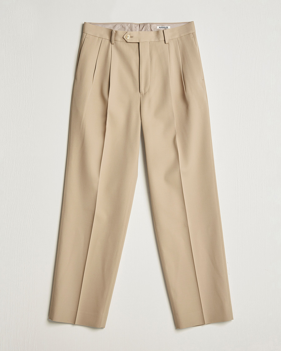 Herren | Hosen | Auralee | Wool Two Tuck Slacks Beige