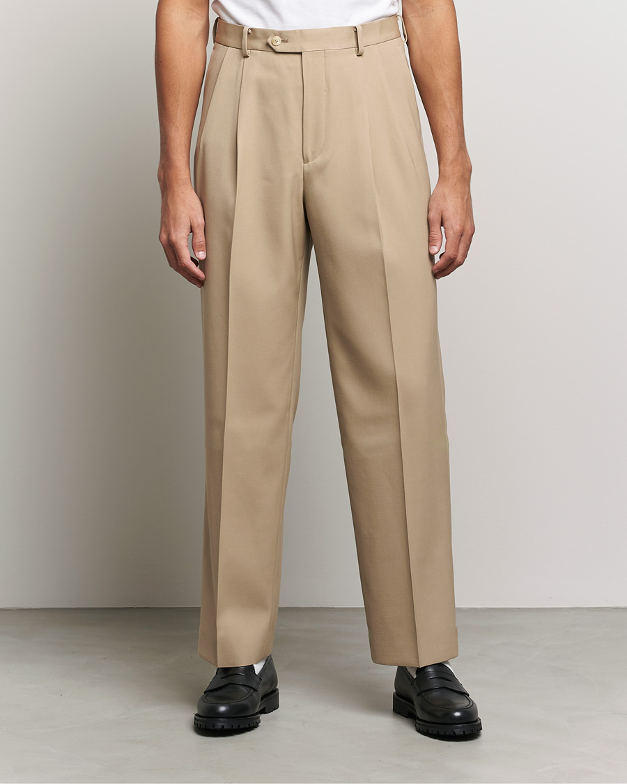 Herren | Hosen | Auralee | Wool Two Tuck Slacks Beige