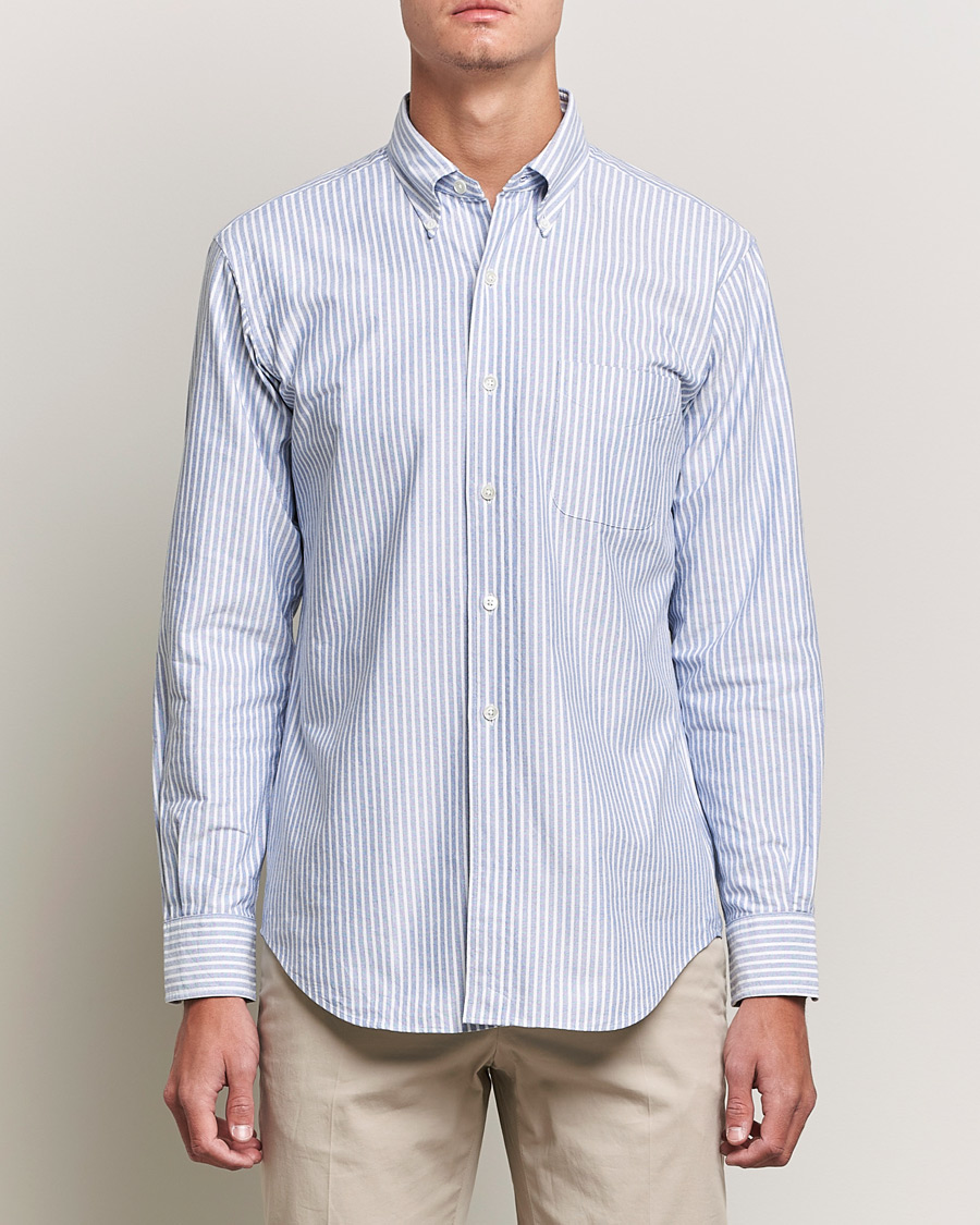 Herren | Hemden | Kamakura Shirts | Vintage Ivy Striped Oxford BD Shirt Light Blue