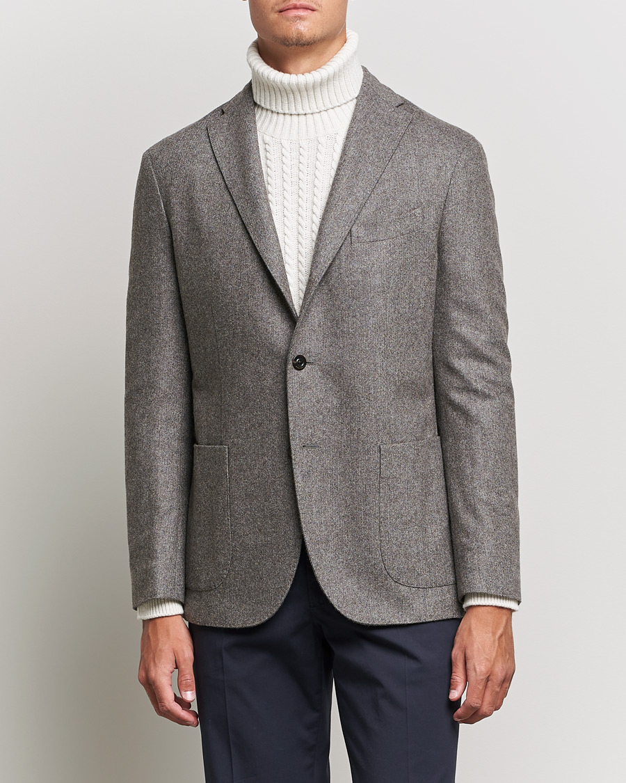 Herren | Sakkos | Boglioli | K Jacket Herringbone Wool Blazer Light Grey