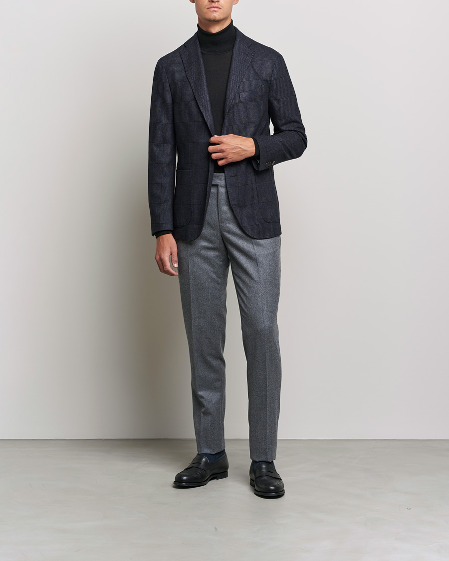 Herren | Sakkos | Boglioli | K Jacket Wool Check Blazer Navy