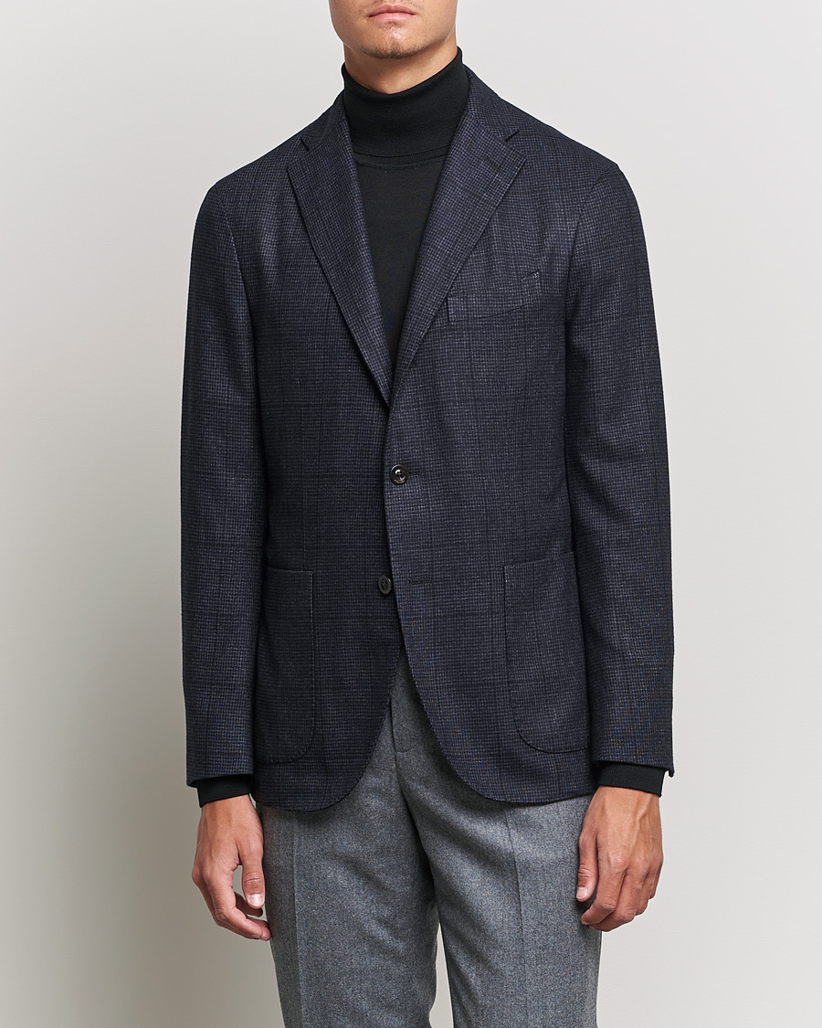 Herren | Sakkos | Boglioli | K Jacket Wool Check Blazer Navy