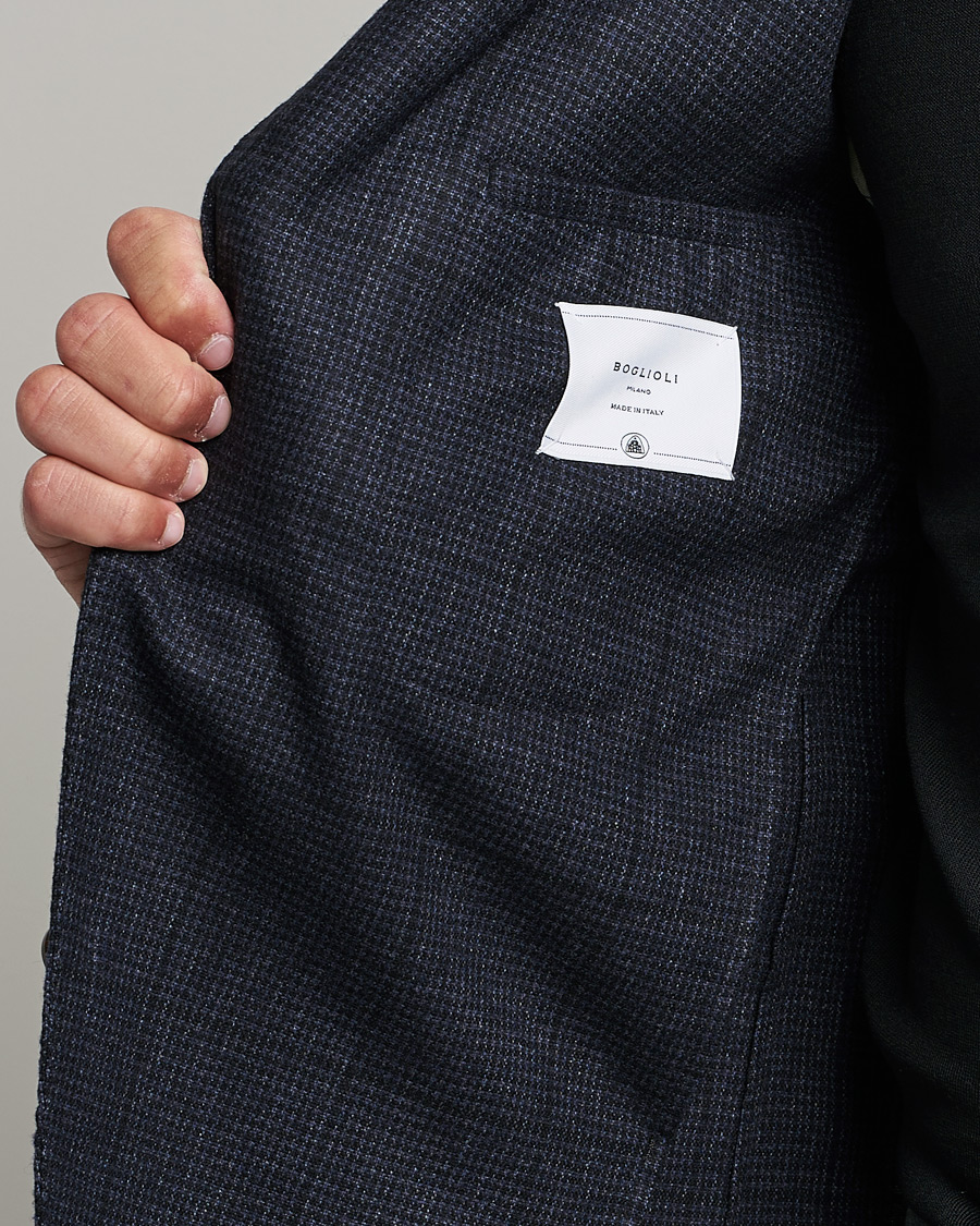 Herren | Sakkos | Boglioli | K Jacket Wool Check Blazer Navy