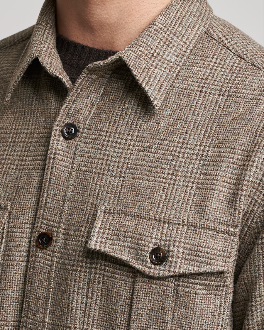 Herren | Hemden | Boglioli | Check Flannel Overshirt Beige
