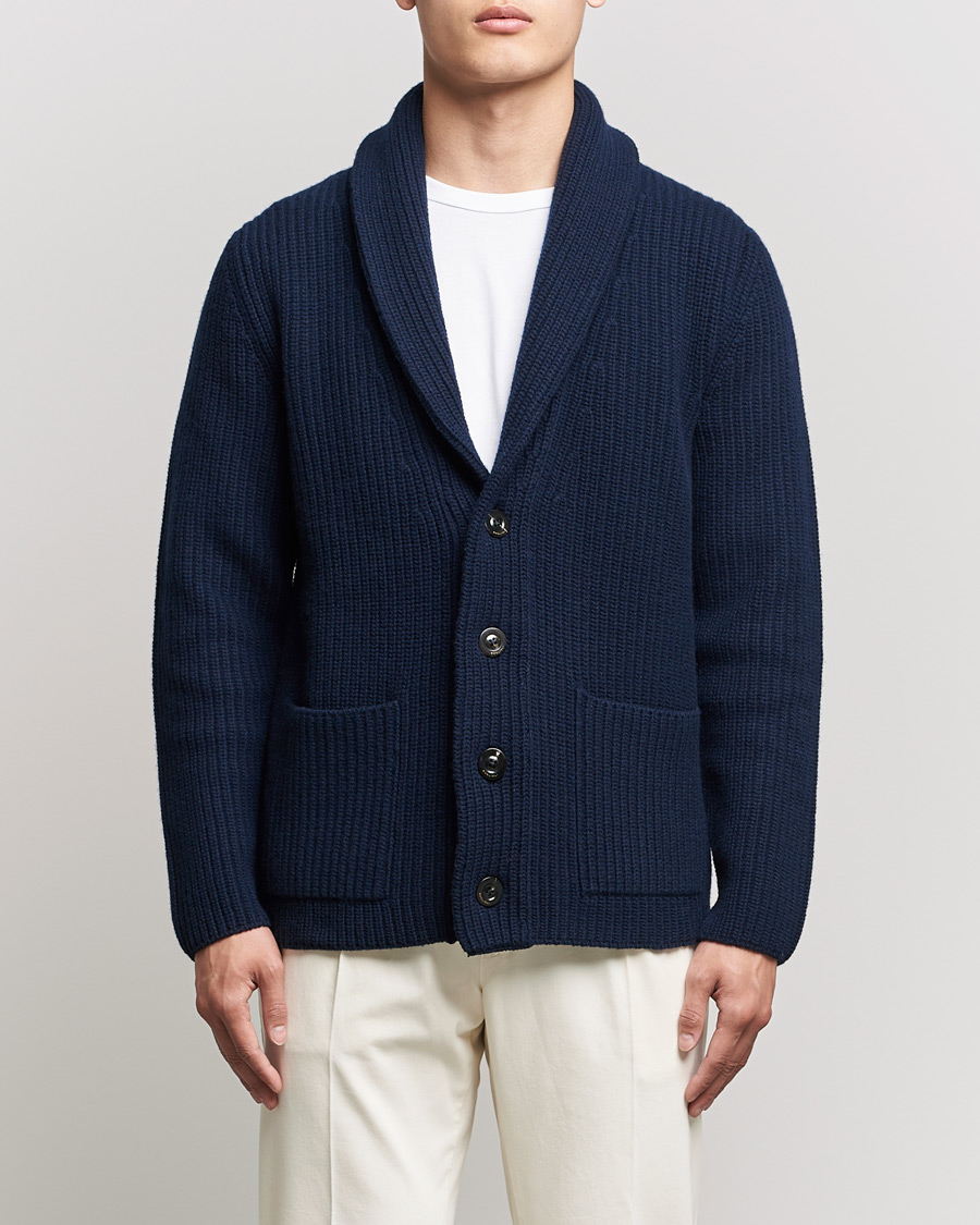 Herren | Pullover | Boglioli | Shawl Collar Cardigan Navy