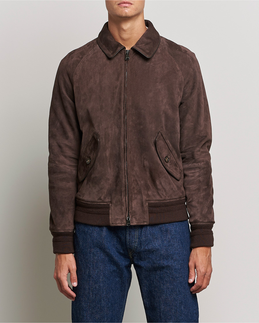 Herren | Jacken | Valstar | Suede Bomber Jacket Dark Brown
