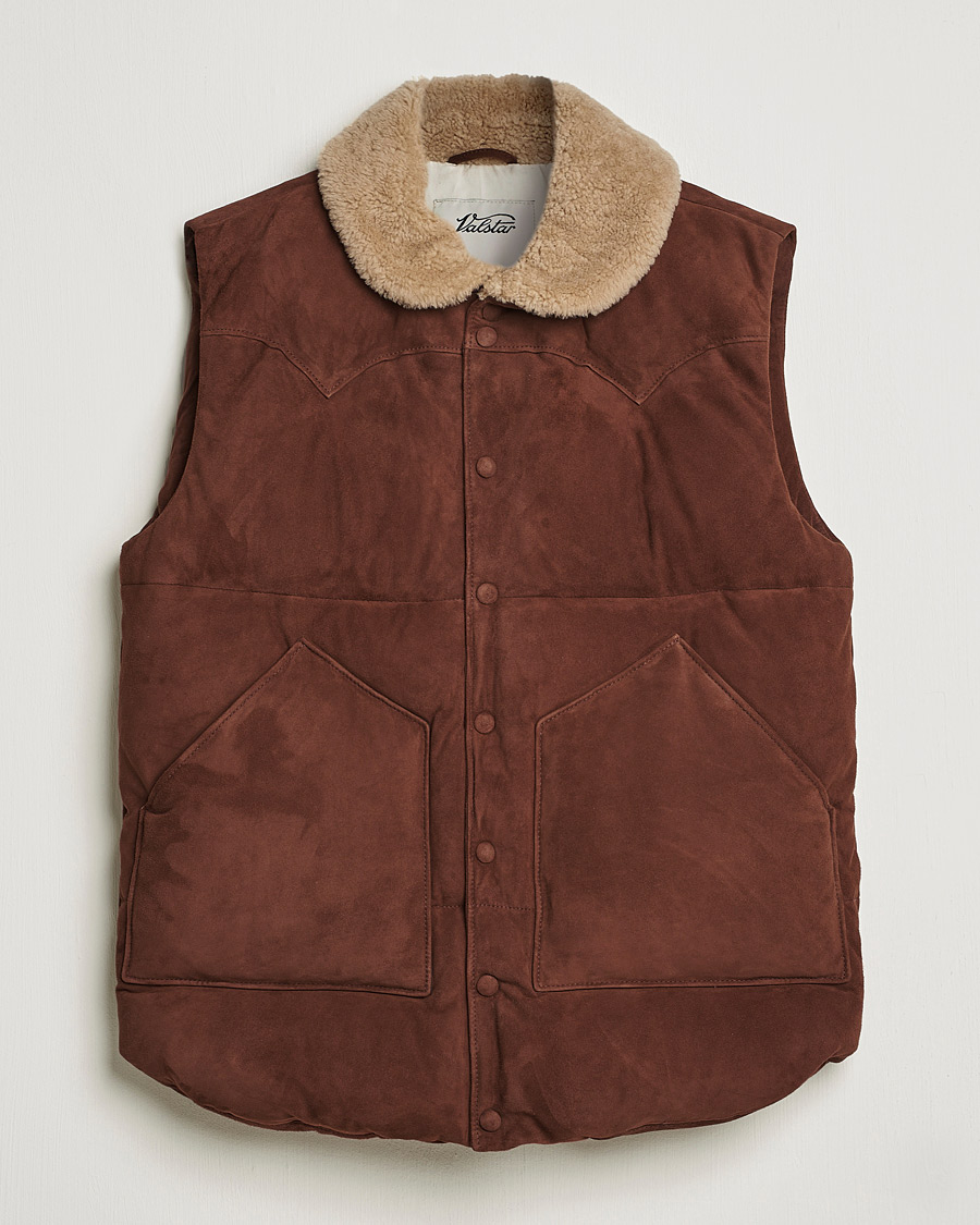 Herren | Jacken | Valstar | Suede Shearling Vest Dark Brown