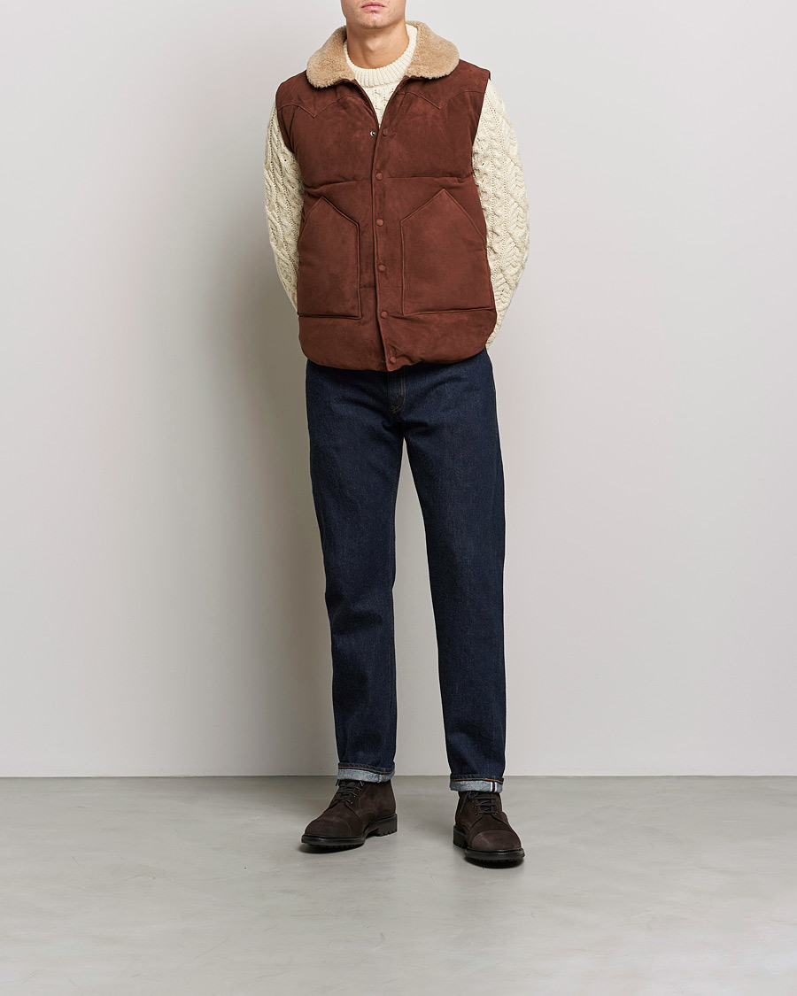 Herren | Jacken | Valstar | Suede Shearling Vest Dark Brown