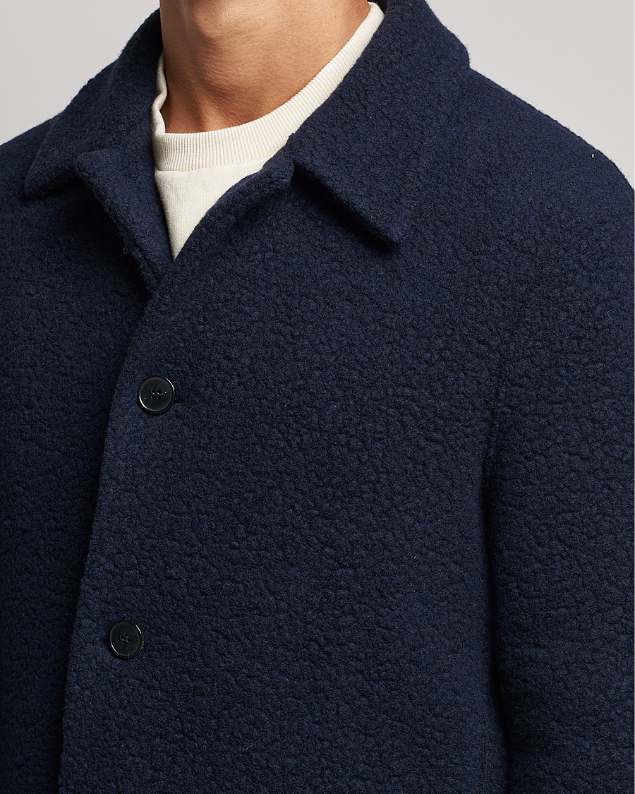 Herren | Hemden | Harris Wharf London | Harrington Wool Boucleè Shirt Jacket Navy