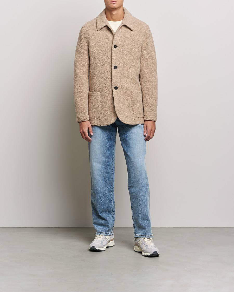 Herren | Hemden | Harris Wharf London | Harrington Wool Boucleè Shirt Jacket Tan