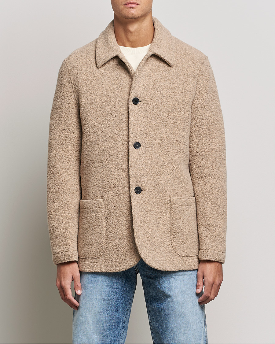 Herren | Hemden | Harris Wharf London | Harrington Wool Boucleè Shirt Jacket Tan