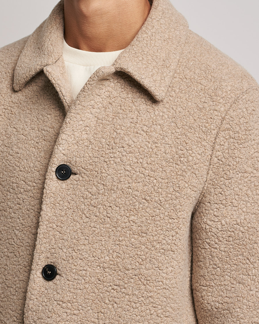 Herren | Hemden | Harris Wharf London | Harrington Wool Boucleè Shirt Jacket Tan