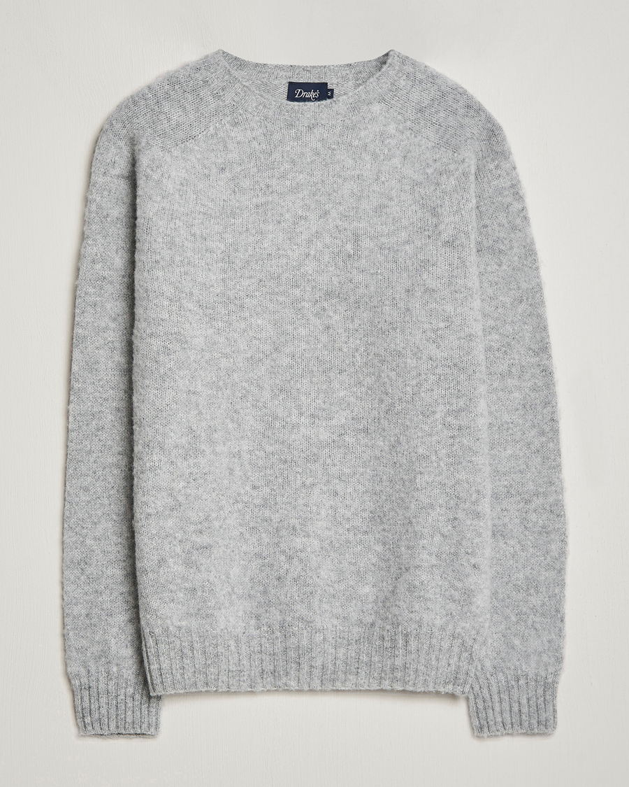 Herren | Pullover | Drake's | Brushed Shetland Crew Grey