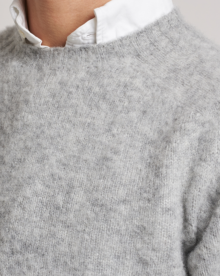 Herren | Pullover | Drake's | Brushed Shetland Crew Grey