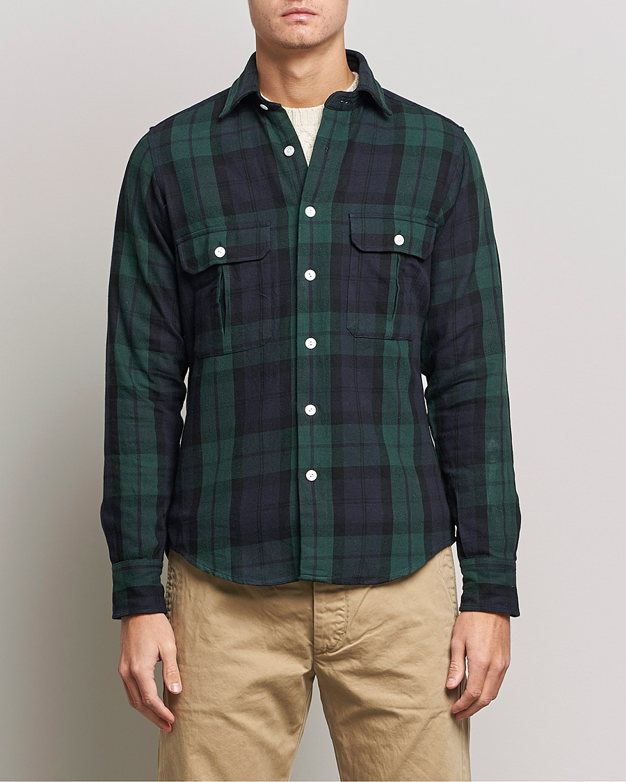 Herren | Hemden | Drake's | Rugged Cotton Twill Work Shirt Navy
