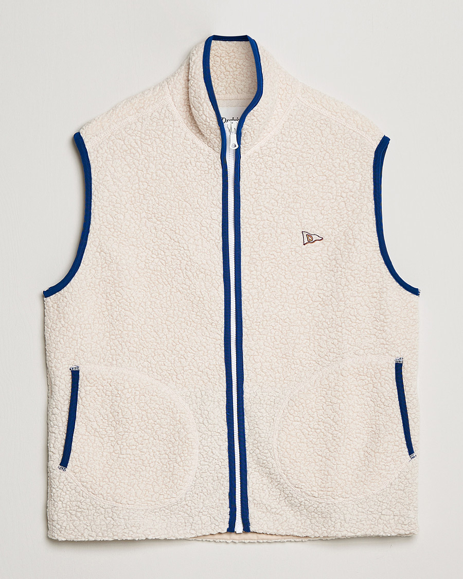 Herren | Pullover | Drake's | Zip Through Fleece Vest Ecru