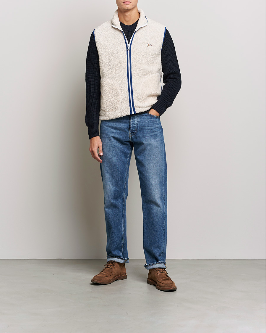 Herren | Pullover | Drake's | Zip Through Fleece Vest Ecru