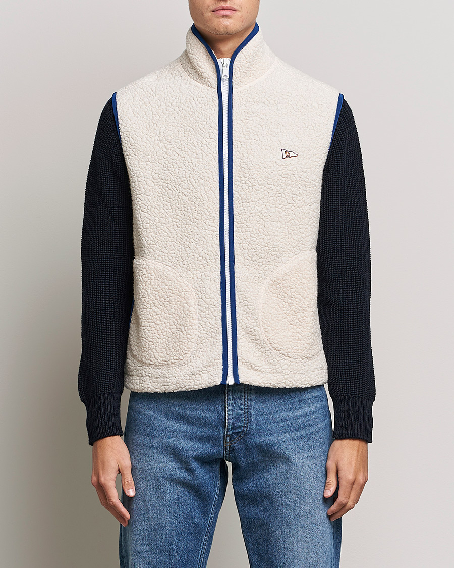 Herren | Pullover | Drake's | Zip Through Fleece Vest Ecru