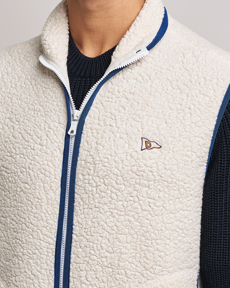 Herren | Pullover | Drake's | Zip Through Fleece Vest Ecru