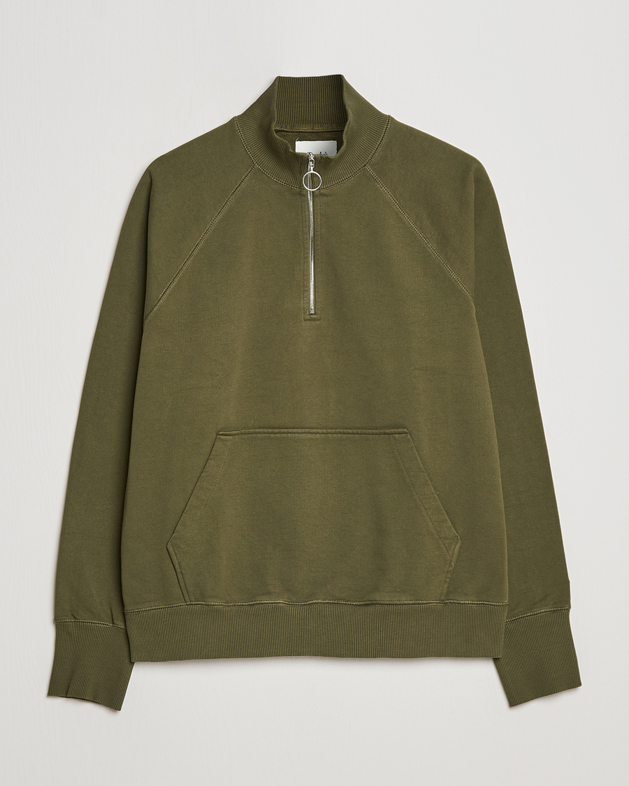 Herren | Pullover | Drake's | Quarter Zip Sweatshirt Green