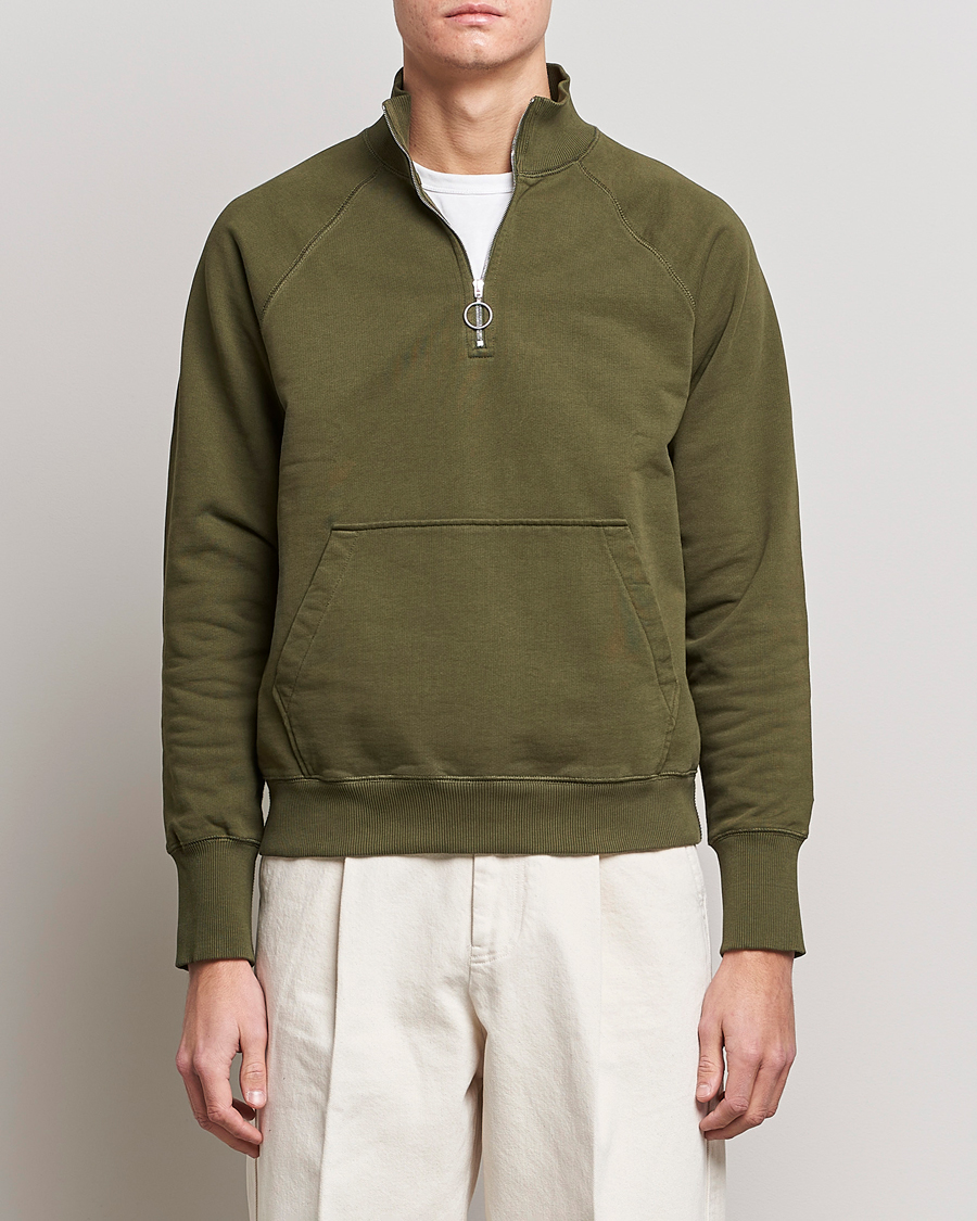 Herren | Pullover | Drake's | Quarter Zip Sweatshirt Green