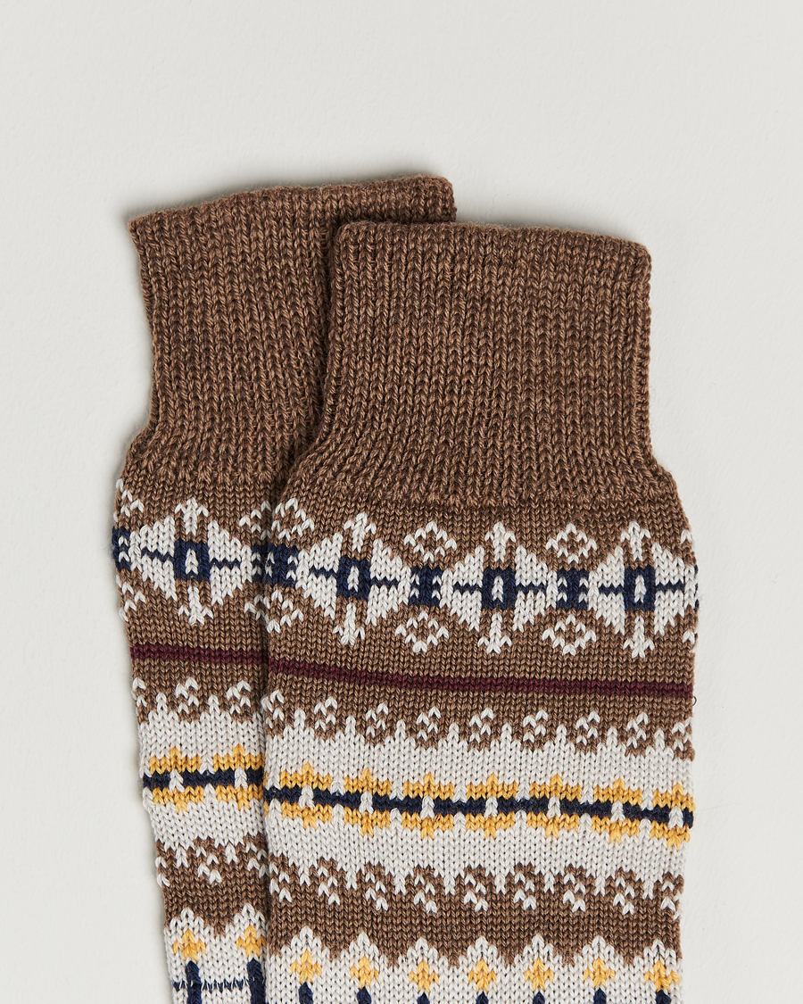 Herren | Unterwäsche | Drake's | Fairisle Wool/Cotton Socks Brown