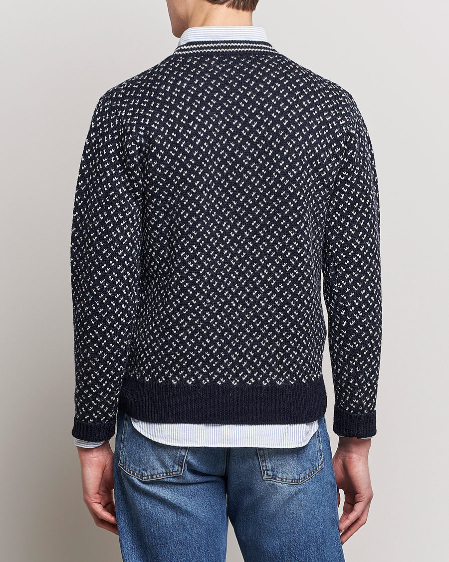 Herren | Pullover | Drake's | Norwegian Wool/Alpaca Crew Navy
