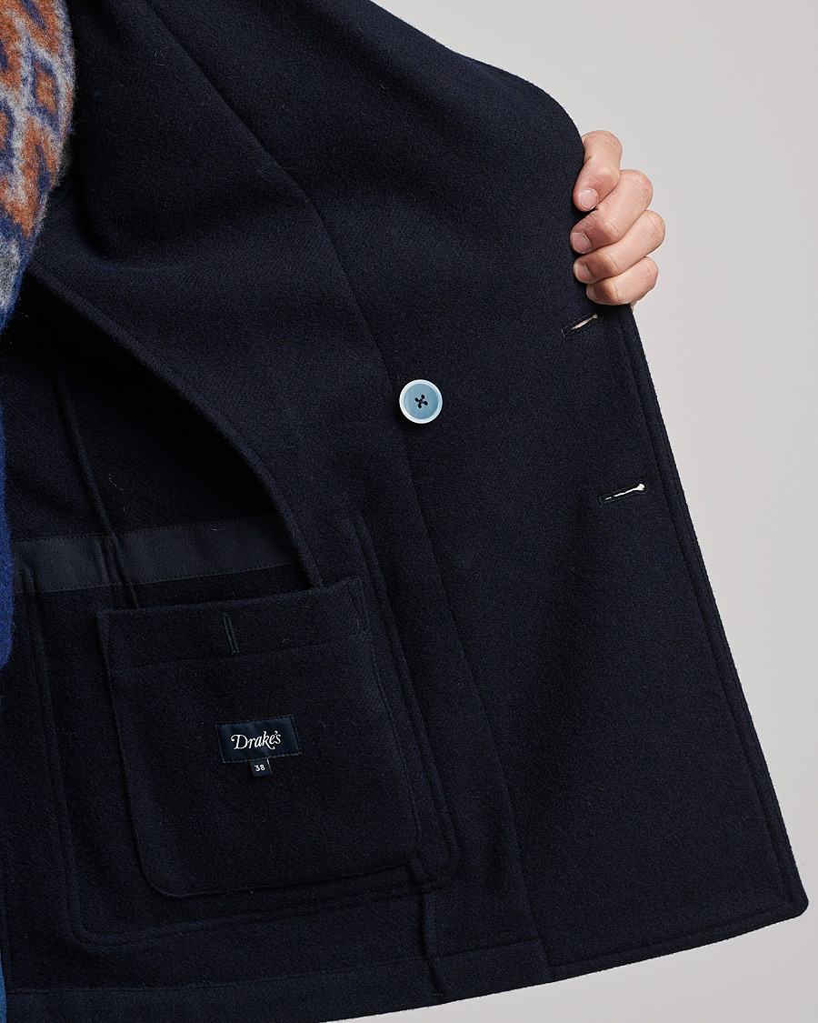 Herren | Sakkos | Drake's | MKIII Double Breasted Wool/Flannel Blazer Navy