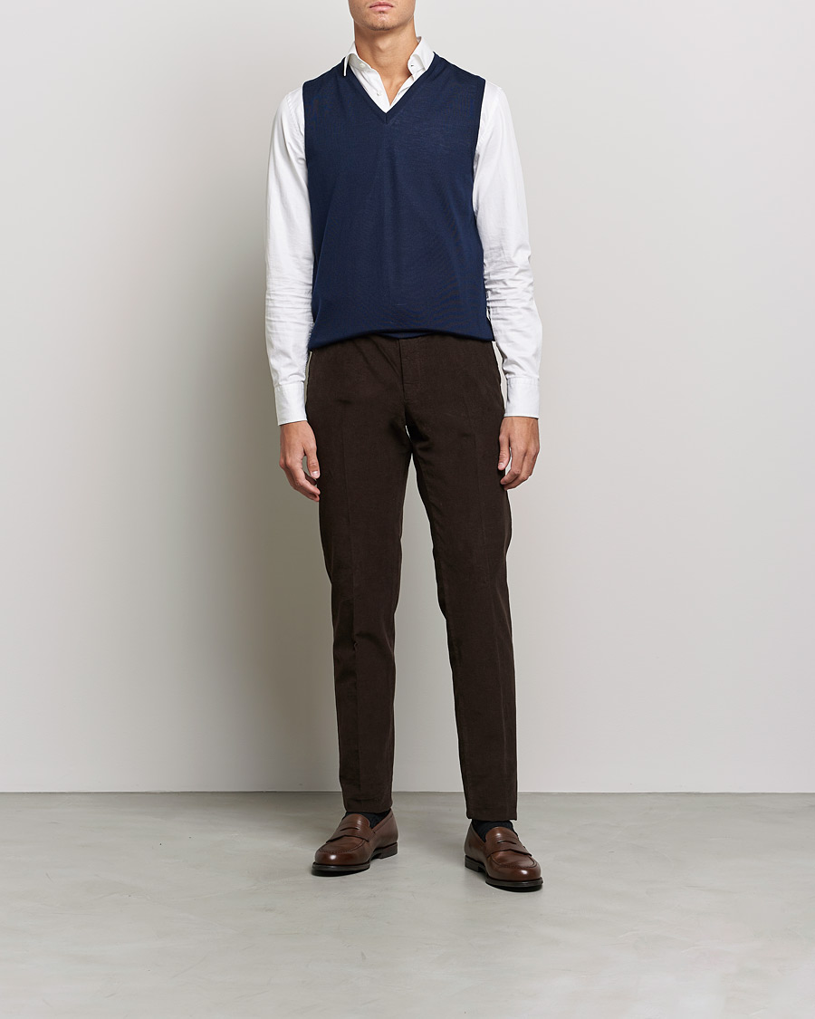 Herren | Pullover | Stenströms | Merino Slipover Navy