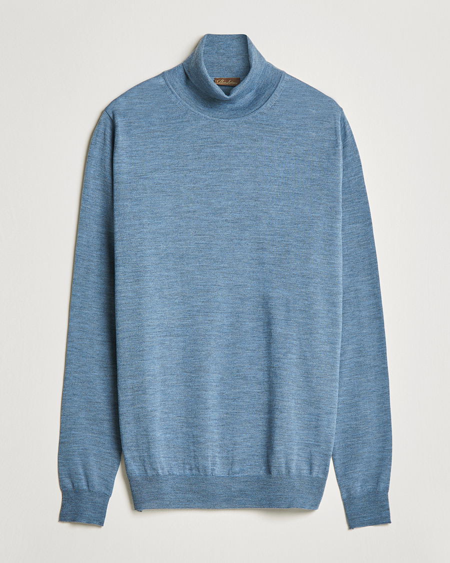 Herren | Pullover | Stenströms | Fine Merino Rollneck Light Blue