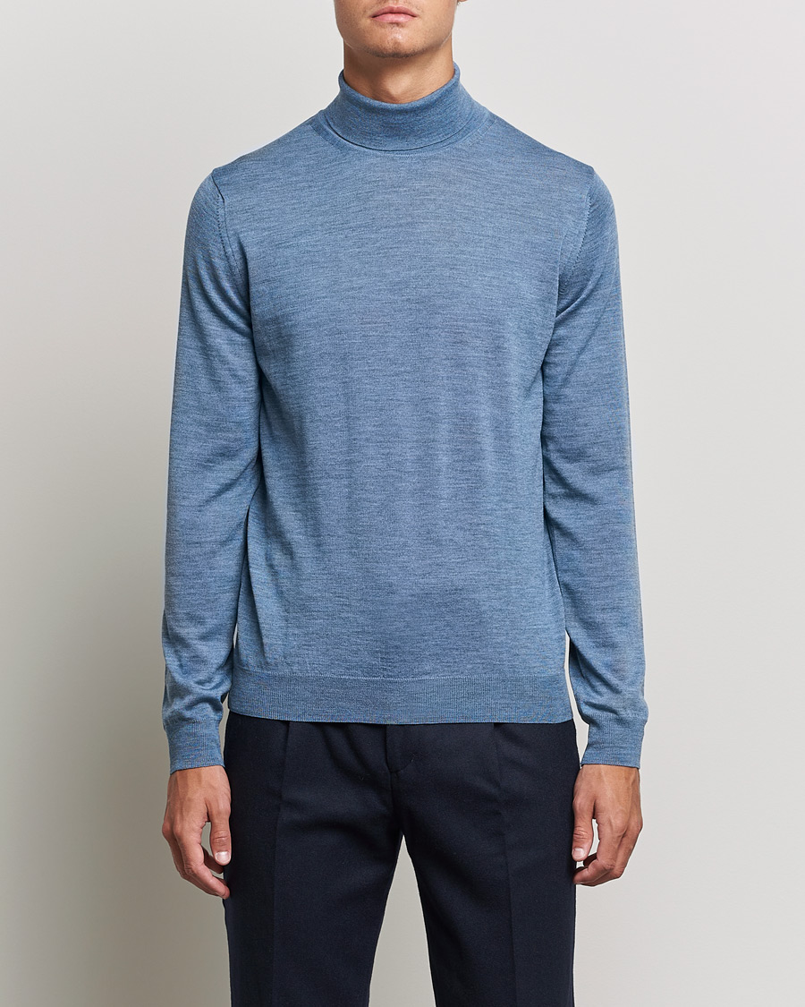 Herren | Pullover | Stenströms | Fine Merino Rollneck Light Blue