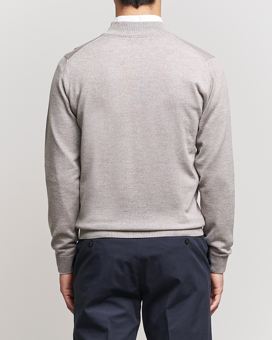 Herren | Pullover | Stenströms | Merino Wool Half Zip Beige Mouliné