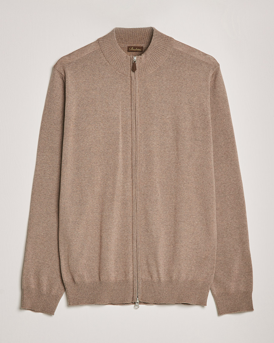 Herren | Pullover | Stenströms | Merino Full Zip Camel