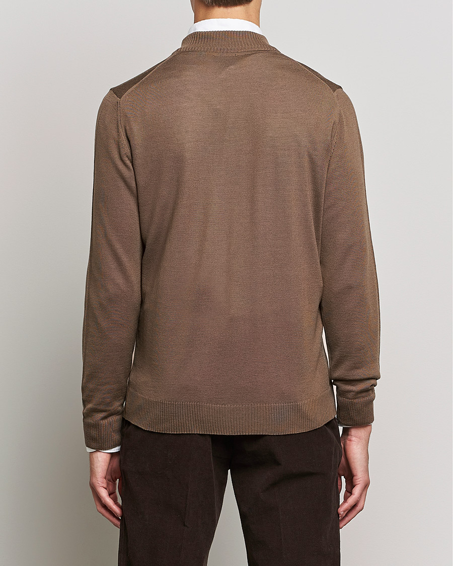 Herren | Pullover | Stenströms | Merino Full Zip Brown