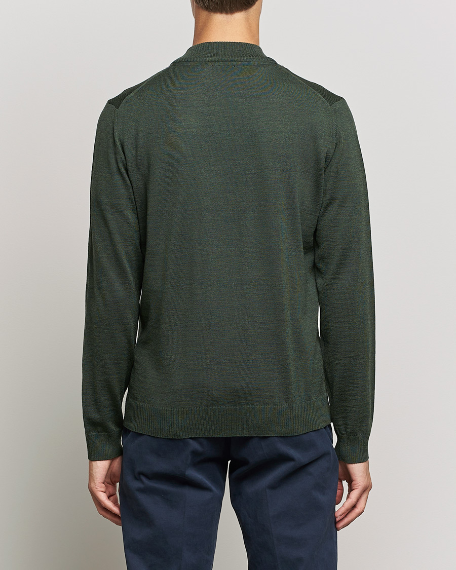 Herren | Pullover | Stenströms | Merino Full Zip Dark Green