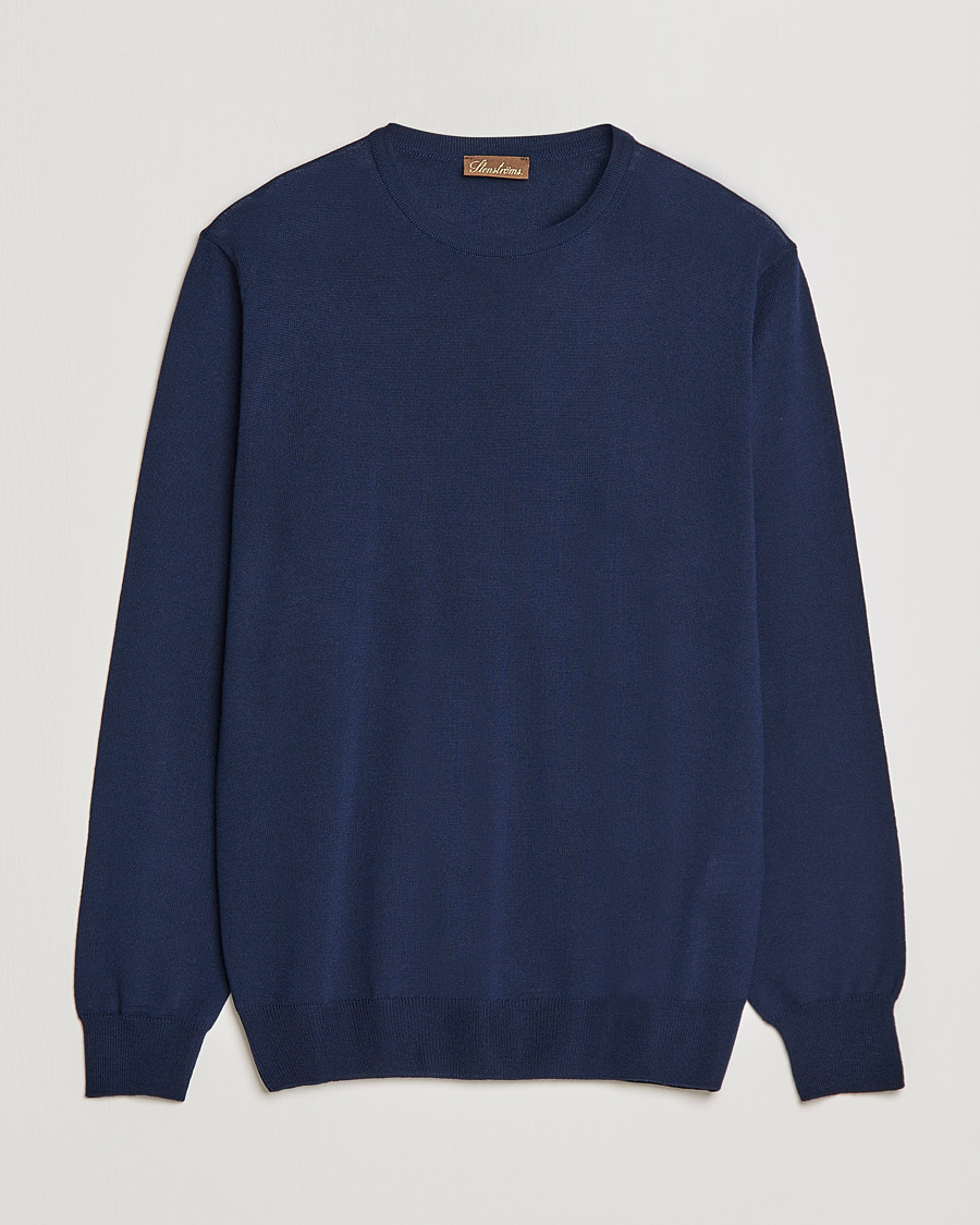 Herren | Pullover | Stenströms | Merino Crew Neck Navy