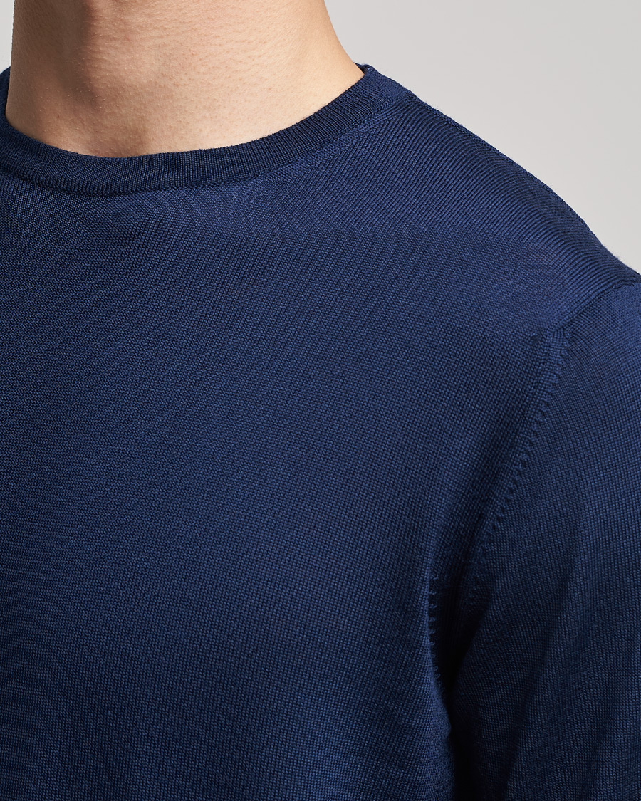 Herren | Pullover | Stenströms | Merino Crew Neck Navy