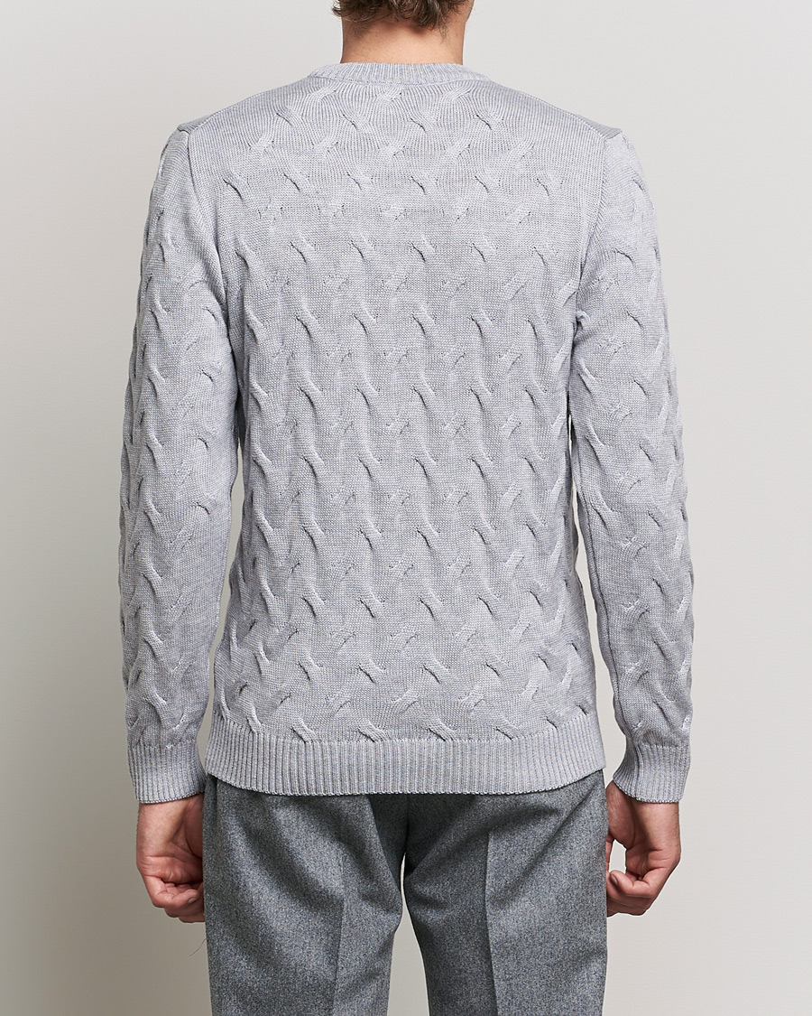 Herren | Pullover | Stenströms | Heavy Cable Merino Crew Neck Light Grey