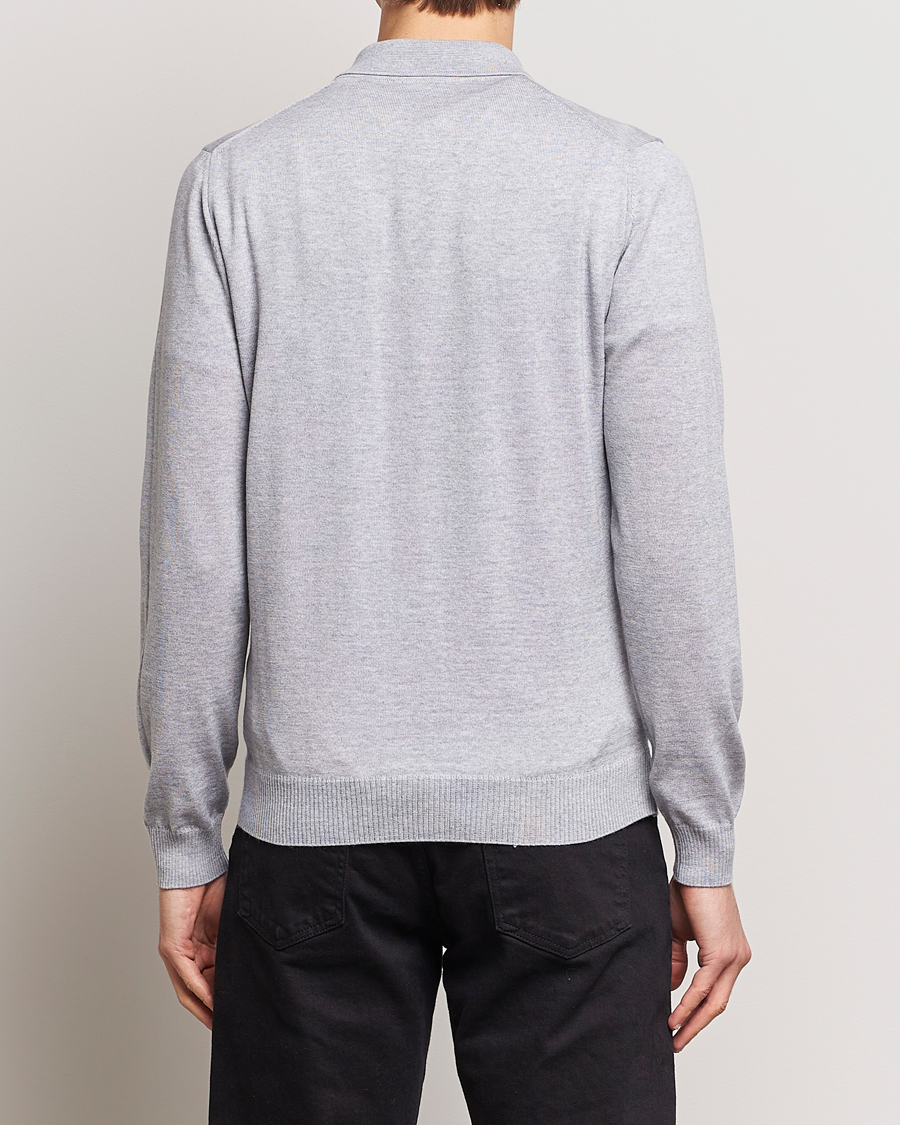 Herren | Pullover | Stenströms | Merino Wool Zip Polo Light Grey