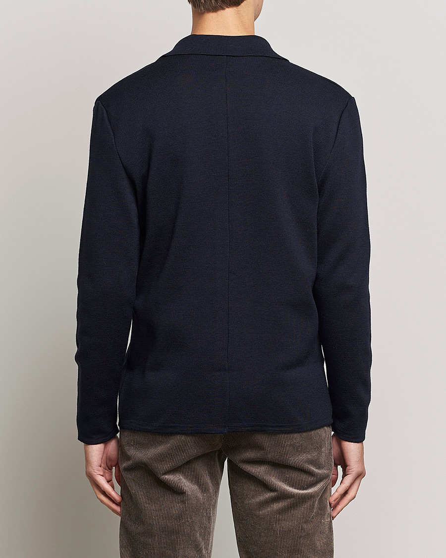 Herren | Pullover | Stenströms | Merino Chest Pocket Cardigan Navy
