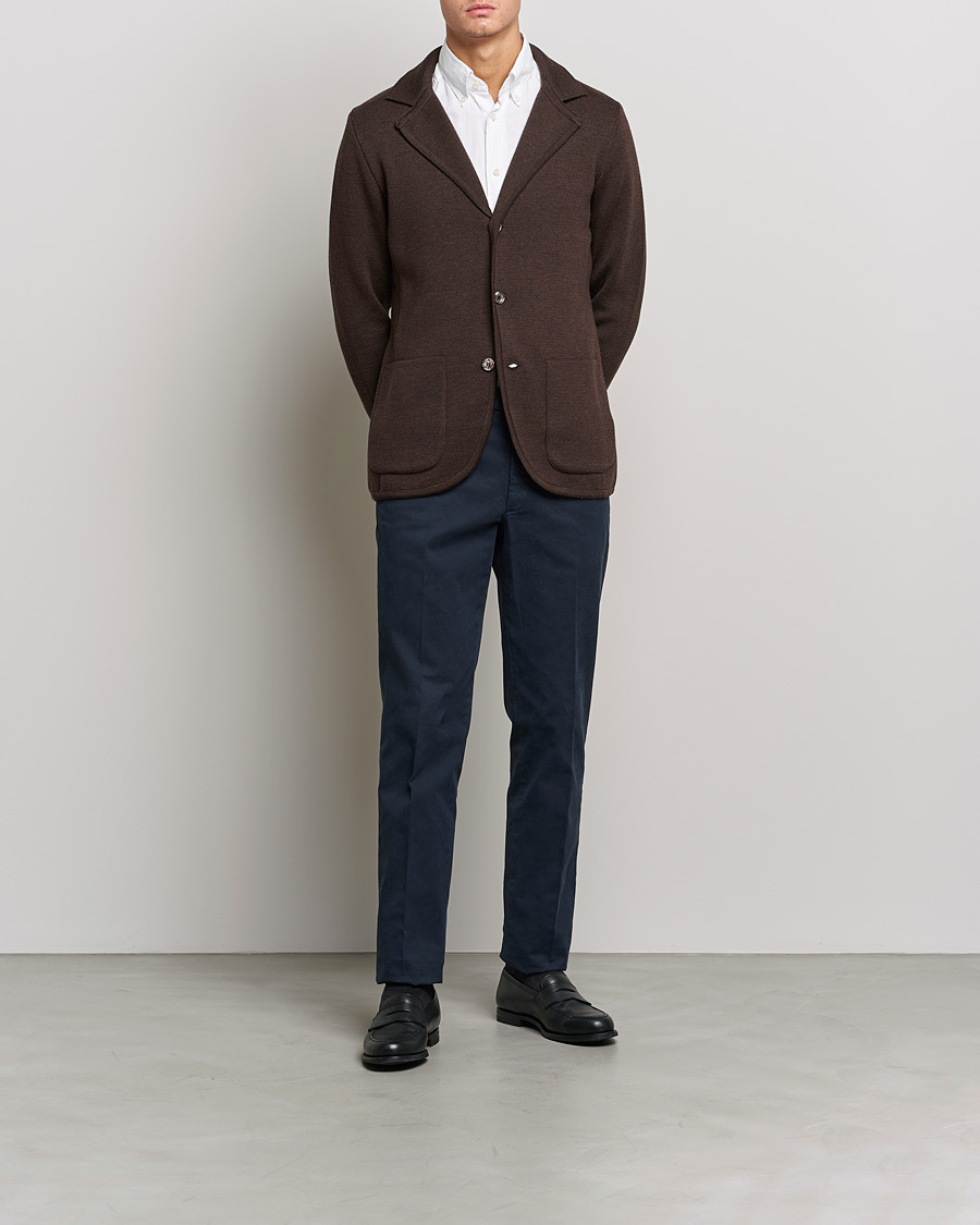 Herren | Sakkos | Stenströms | Milano Knitted Merino Blazer Brown