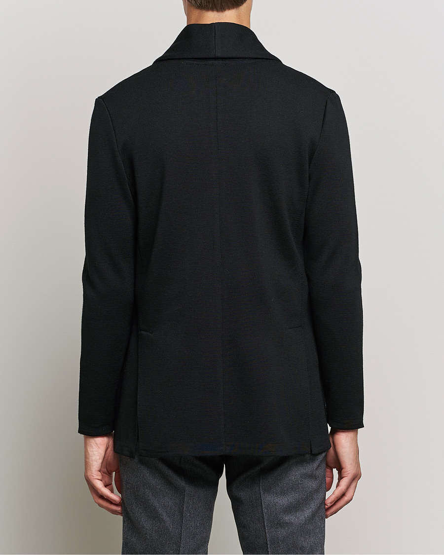 Herren | Sakkos | Stenströms | Milano Knitted Merino Tuxedo Cardigan Black