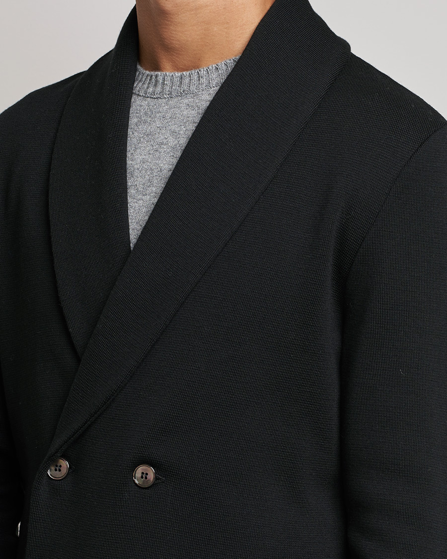 Herren | Sakkos | Stenströms | Milano Knitted Merino Tuxedo Cardigan Black